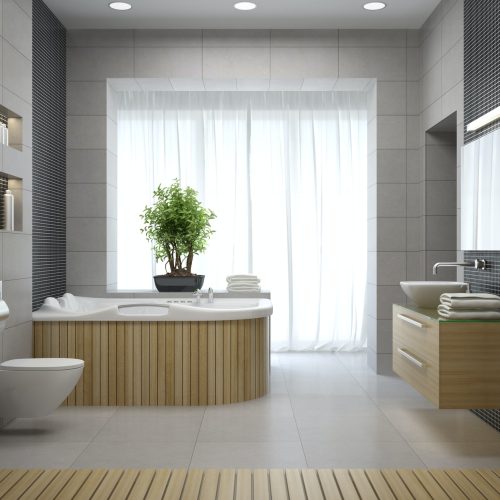 Interior of the modern design bathroom 3D rendering